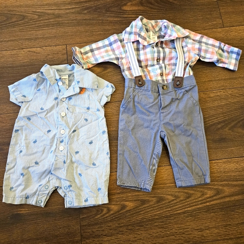 Baby boy Easter outfit bundle, 3 months, Carter's, baby plaid suspenders